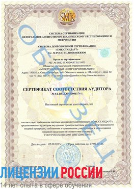 Образец сертификата соответствия аудитора №ST.RU.EXP.00006174-1 Трехгорный Сертификат ISO 22000